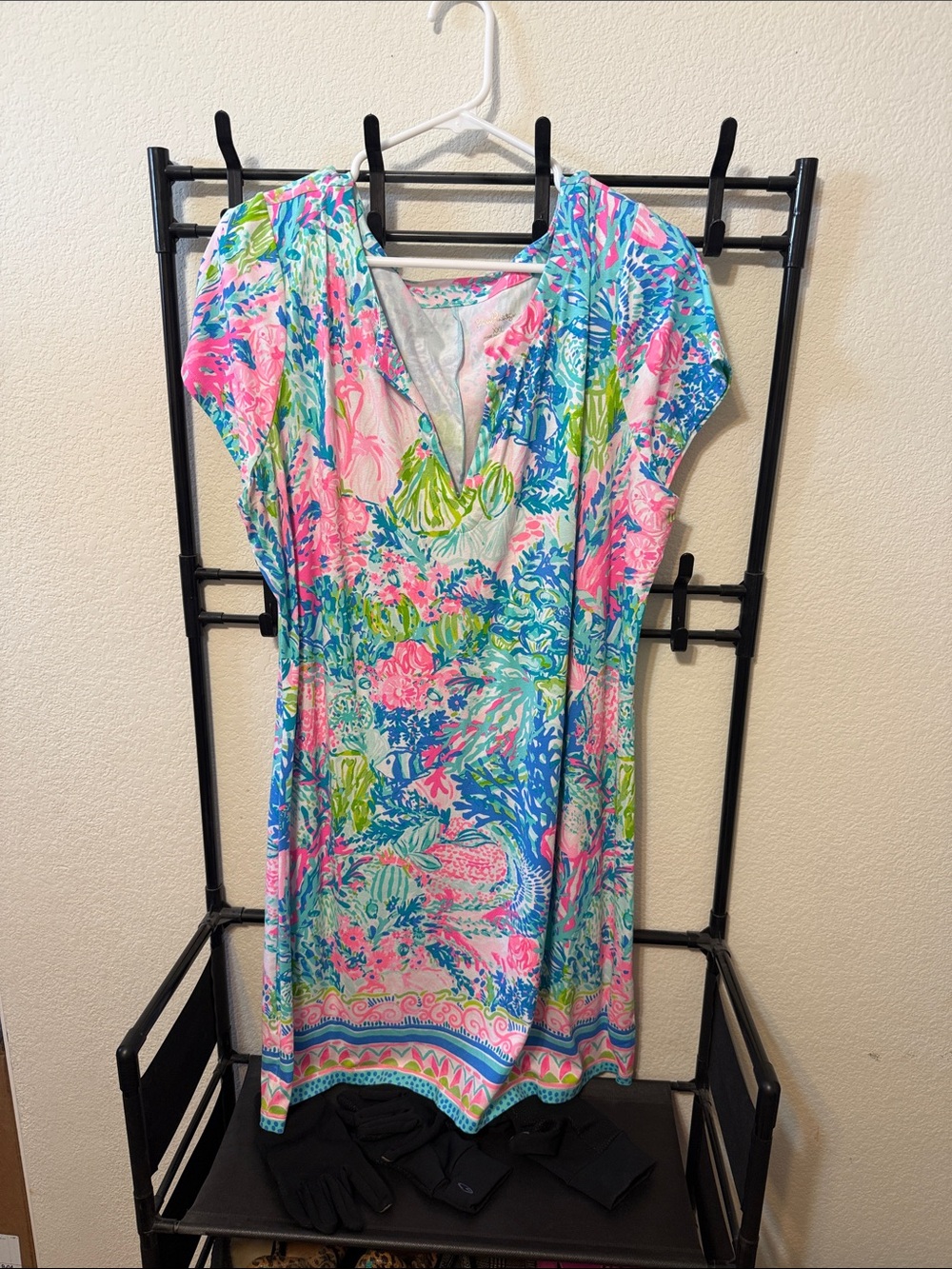 Lilly Pulitzer Pink, Blue & Green Floral Cap Sleeve Dress